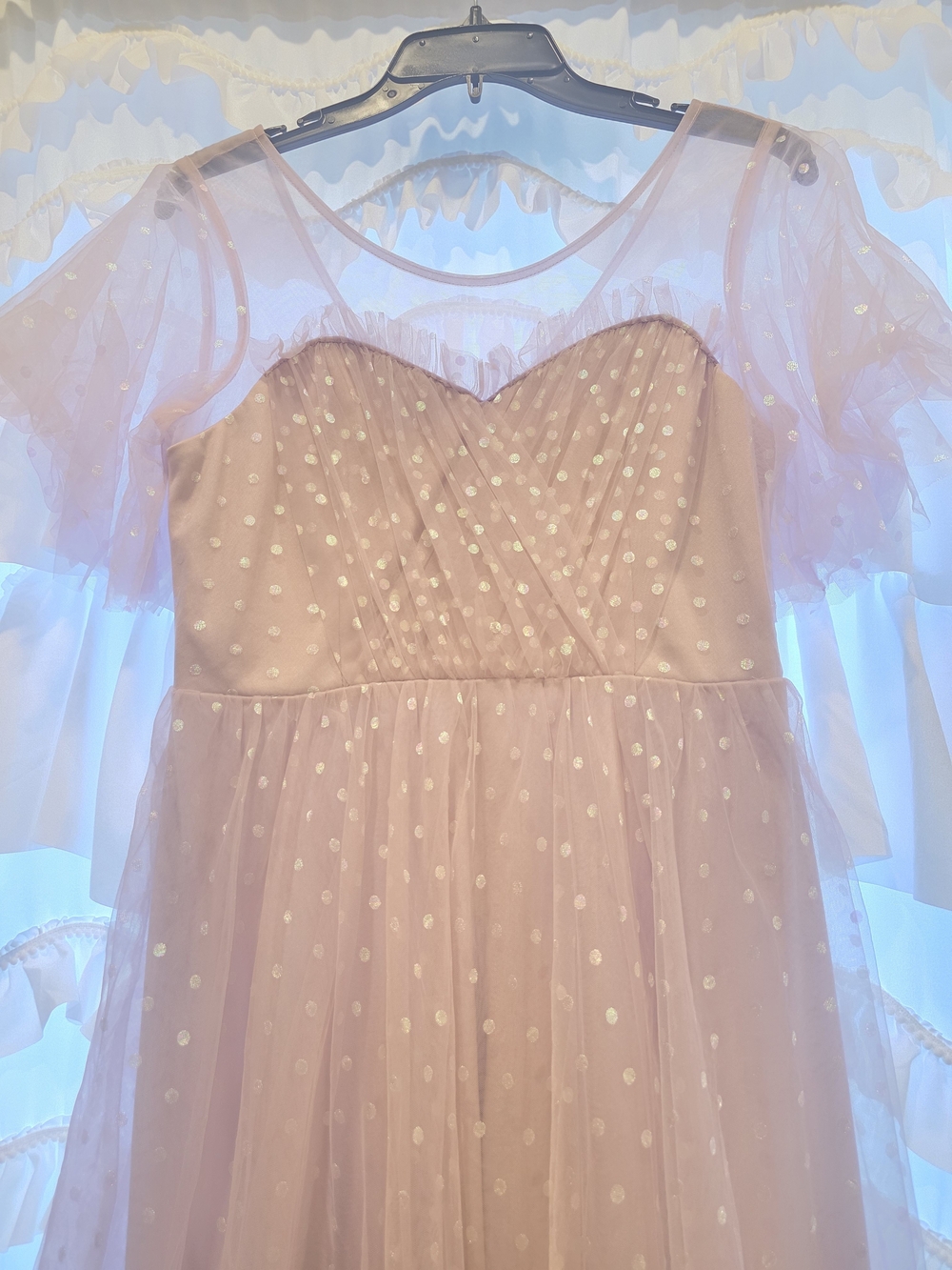 Sheer Polka Dot Mauve Pink Tulle Dress